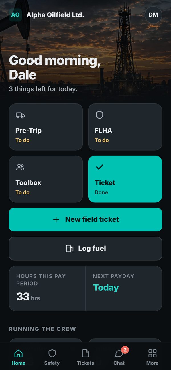 Steelcap Pro home screen showing today's safety forms